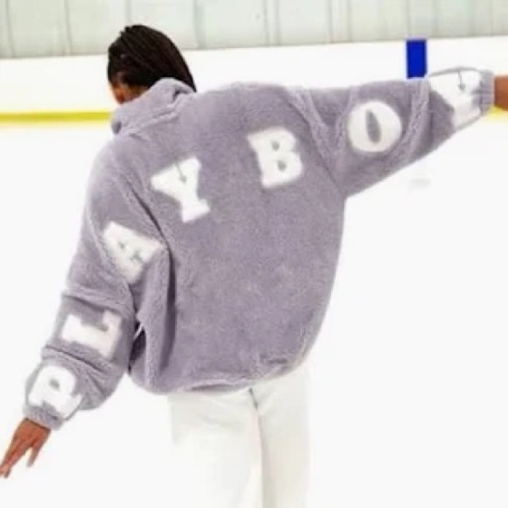 Playboy x Pacsun purple oversized fleece sherpa jacket in purple